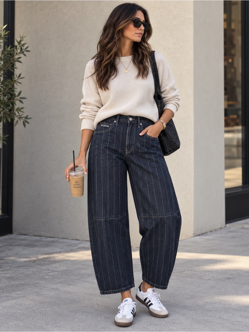 BDG Urban Outfitters Pinstripe Barrel Jeans Dark Wash Size 25